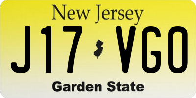 NJ license plate J17VGO