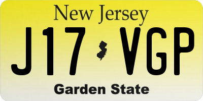 NJ license plate J17VGP