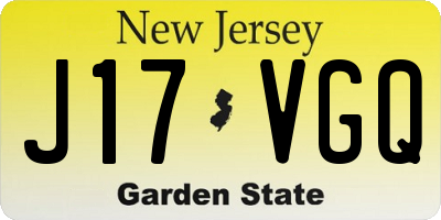 NJ license plate J17VGQ