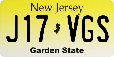 NJ license plate J17VGS