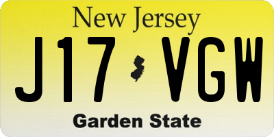 NJ license plate J17VGW