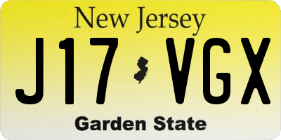 NJ license plate J17VGX