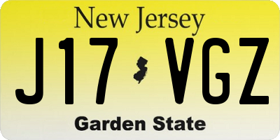 NJ license plate J17VGZ