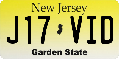NJ license plate J17VID