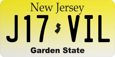 NJ license plate J17VIL