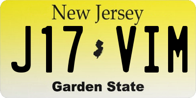 NJ license plate J17VIM