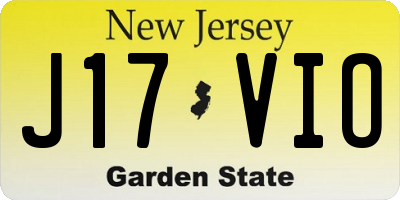 NJ license plate J17VIO