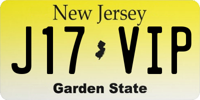 NJ license plate J17VIP