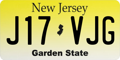 NJ license plate J17VJG