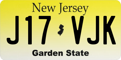 NJ license plate J17VJK