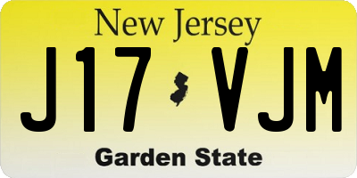 NJ license plate J17VJM