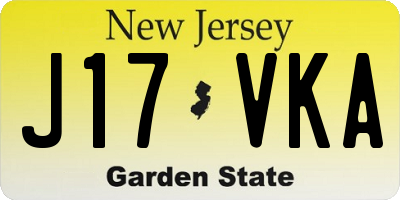 NJ license plate J17VKA