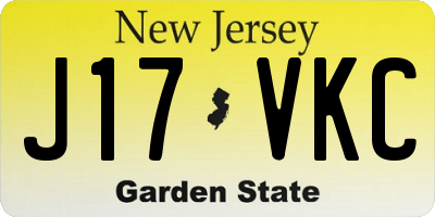 NJ license plate J17VKC