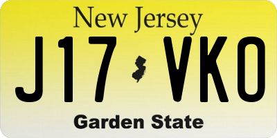 NJ license plate J17VKO