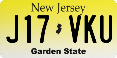 NJ license plate J17VKU