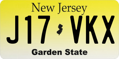 NJ license plate J17VKX