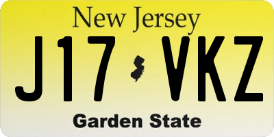NJ license plate J17VKZ