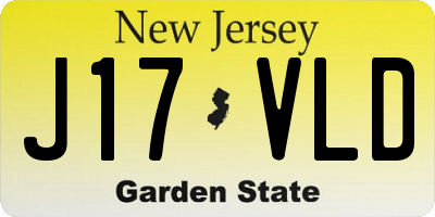NJ license plate J17VLD