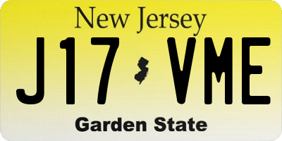 NJ license plate J17VME