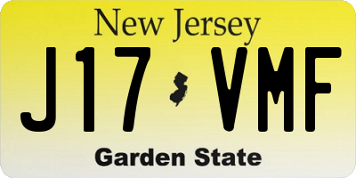 NJ license plate J17VMF