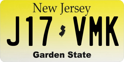 NJ license plate J17VMK