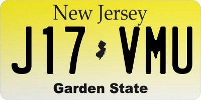 NJ license plate J17VMU
