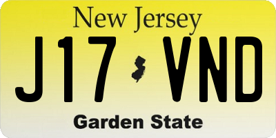 NJ license plate J17VND