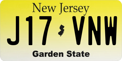 NJ license plate J17VNW
