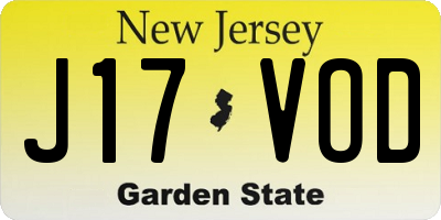 NJ license plate J17VOD