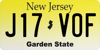 NJ license plate J17VOF
