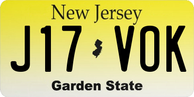 NJ license plate J17VOK