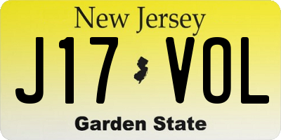 NJ license plate J17VOL