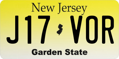 NJ license plate J17VOR