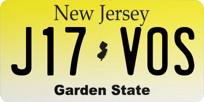 NJ license plate J17VOS