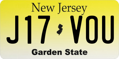 NJ license plate J17VOU