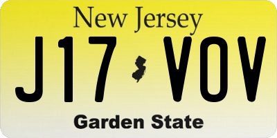 NJ license plate J17VOV