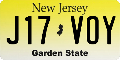 NJ license plate J17VOY