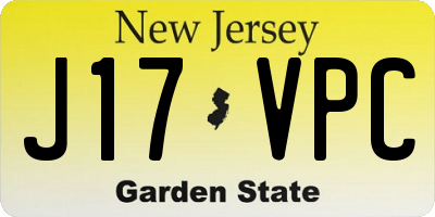 NJ license plate J17VPC