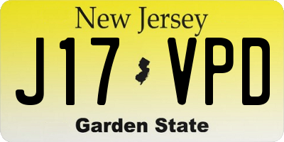 NJ license plate J17VPD