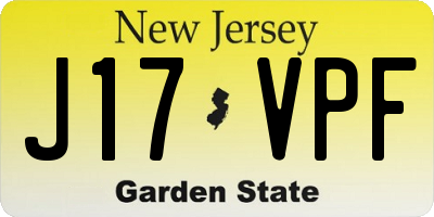 NJ license plate J17VPF