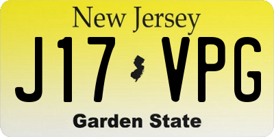 NJ license plate J17VPG