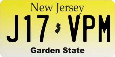 NJ license plate J17VPM