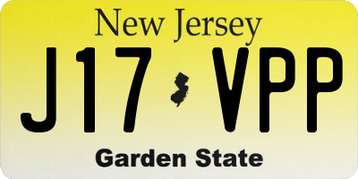 NJ license plate J17VPP