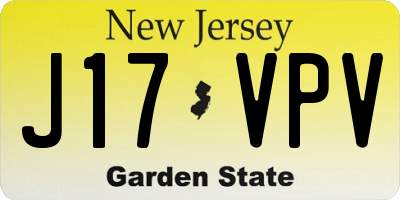NJ license plate J17VPV