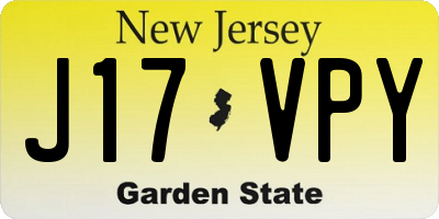 NJ license plate J17VPY
