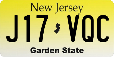 NJ license plate J17VQC