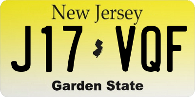 NJ license plate J17VQF