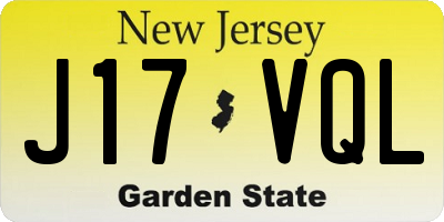 NJ license plate J17VQL