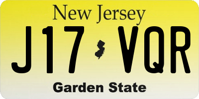 NJ license plate J17VQR