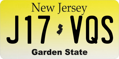 NJ license plate J17VQS